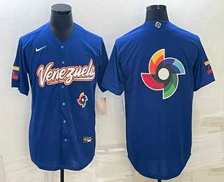 Mens Venezuela Baseball 2023 Royal World Big Logo With Patch Classic Stitched Jerseys
